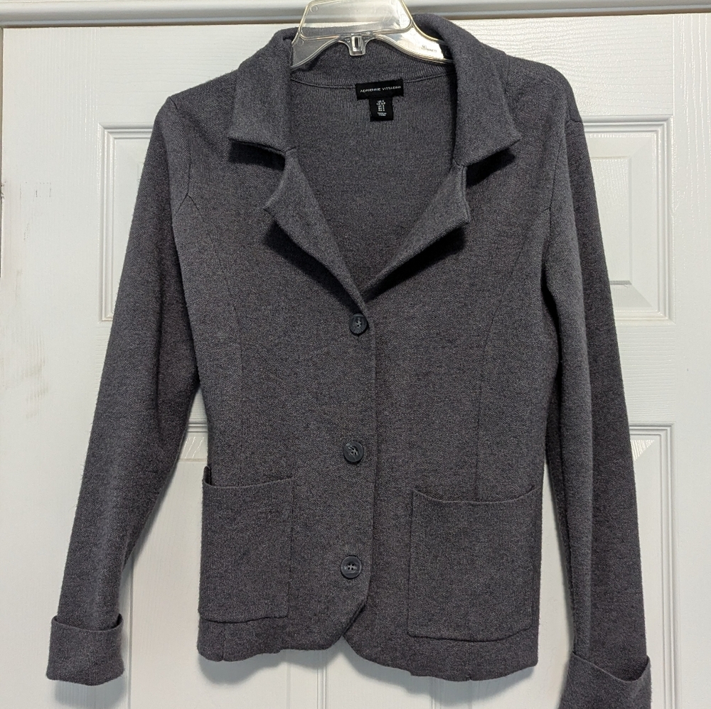 Adrienne Vittadini Charcoal Gray Knit Blazer